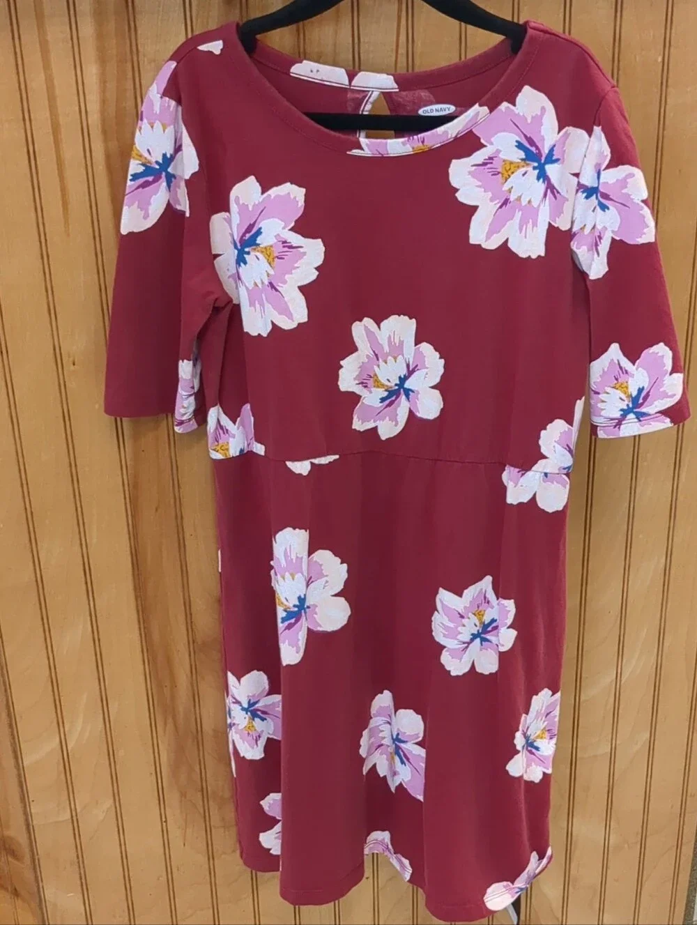 Old Navy Burgundy Floral Midi Dress